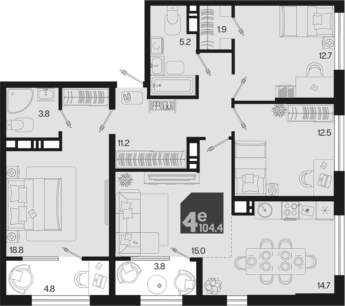 Продается 4-комн. квартира, 95.8 м²
