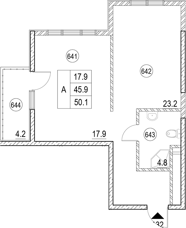 Продается 1-комн. квартира, 45.9 м²