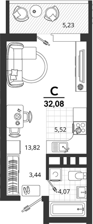 Продается 1-комн. квартира, 26.85 м²