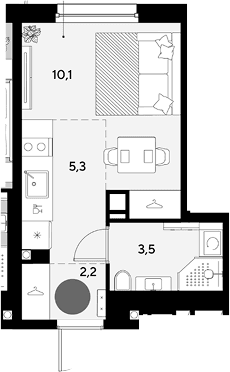Продается 1-комн. квартира, 21.1 м²