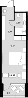 Продается 1-комн. квартира, 25.87 м²