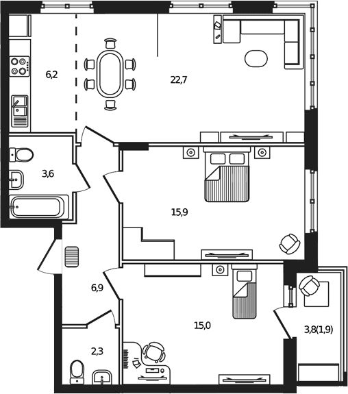 Продается 3-комн. квартира, 72.6 м²