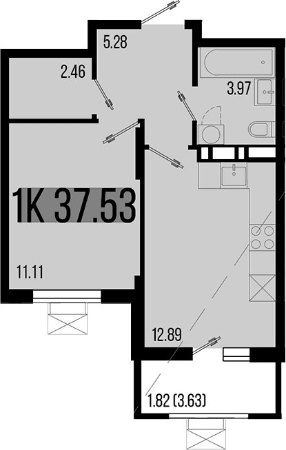 Продается 1-комн. квартира, 35.71 м²
