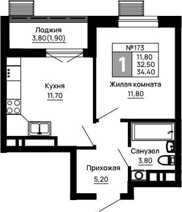 Продается 1-комн. квартира, 32.5 м²