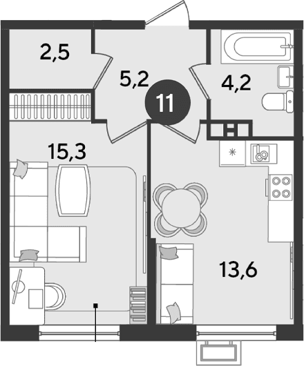 Продается 1-комн. квартира, 40.8 м²