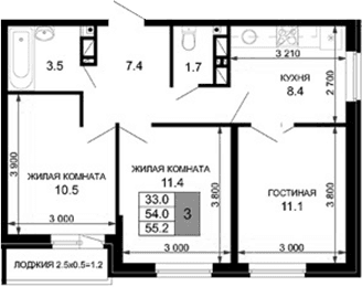 Продается 3-комн. квартира, 54 м²