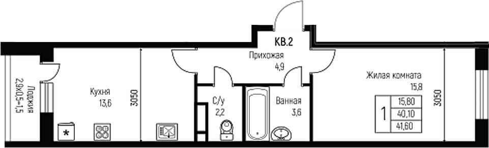 Продается 1-комн. квартира, 40.1 м²