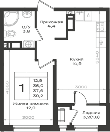 Продается 1-комн. квартира, 36 м²