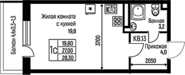 Продается 1-комн. квартира, 27 м²