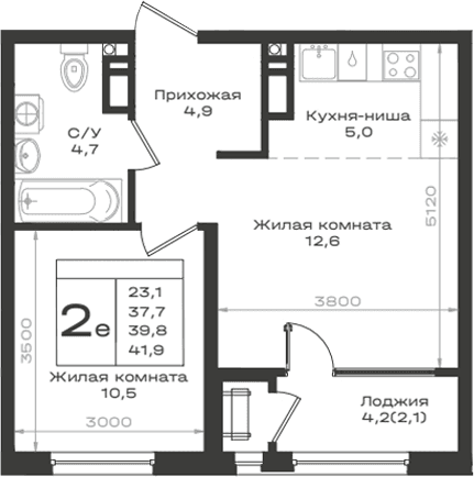Продается 2-комн. квартира, 37.7 м²