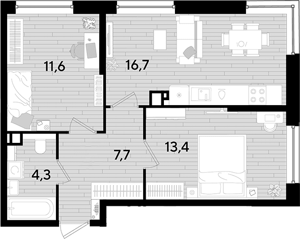 Продается 2-комн. квартира, 53.7 м²