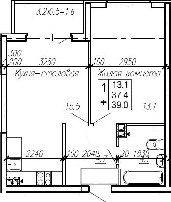 Продается 1-комн. квартира, 37.4 м²