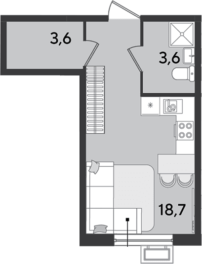 Продается 1-комн. квартира, 25.9 м²