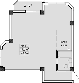 Продается 1-комн. квартира, 49.3 м²