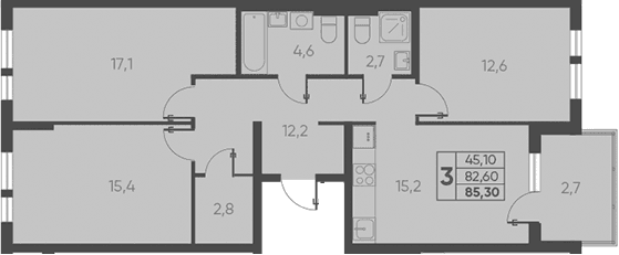 Продается 4-комн. квартира, 82.6 м²