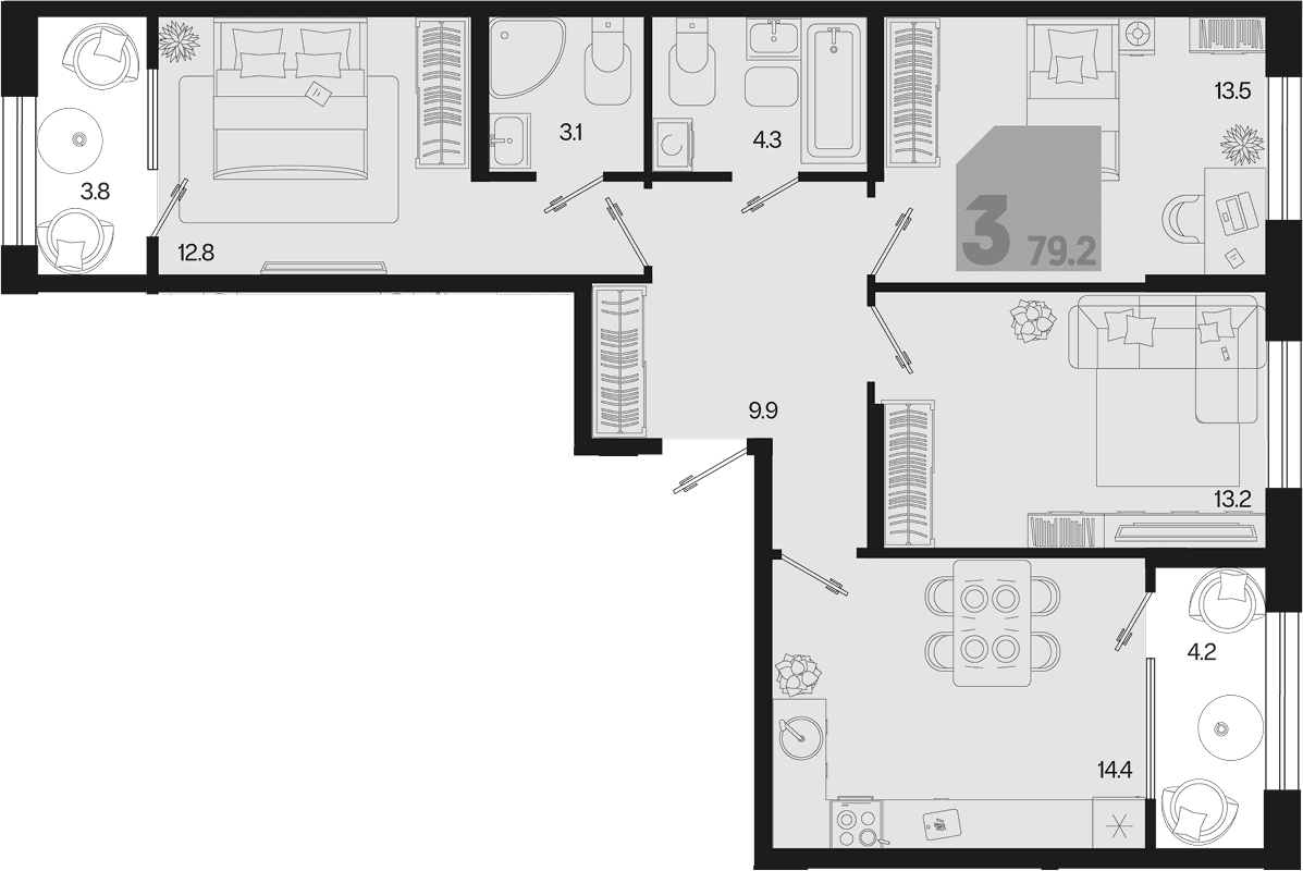Продается 3-комн. квартира, 71.2 м²