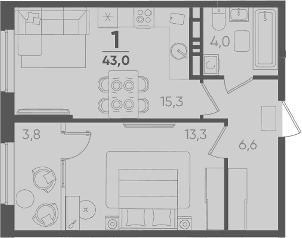 Продается 1-комн. квартира, 39.2 м²