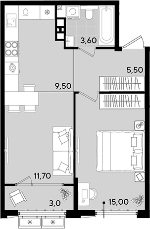 Продается 2-комн. квартира, 45.3 м²