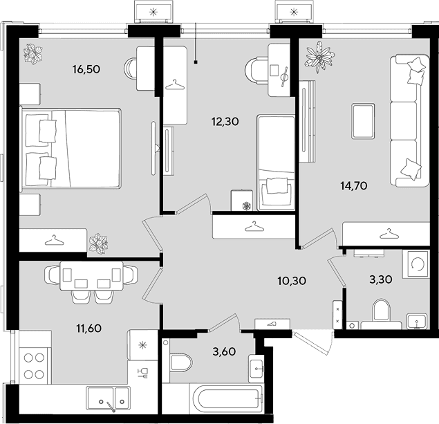 Продается 3-комн. квартира, 72.3 м²