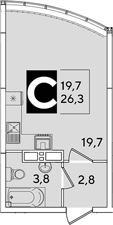 Продается 1-комн. квартира, 26.3 м²