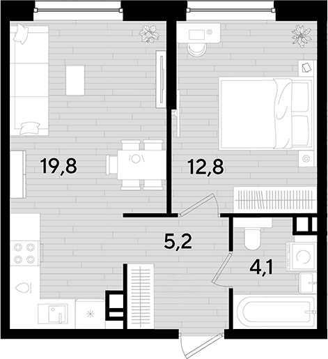 Продается 1-комн. квартира, 41.9 м²
