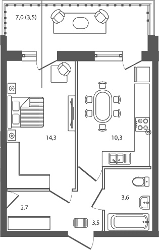 Продается 1-комн. квартира, 34.4 м²