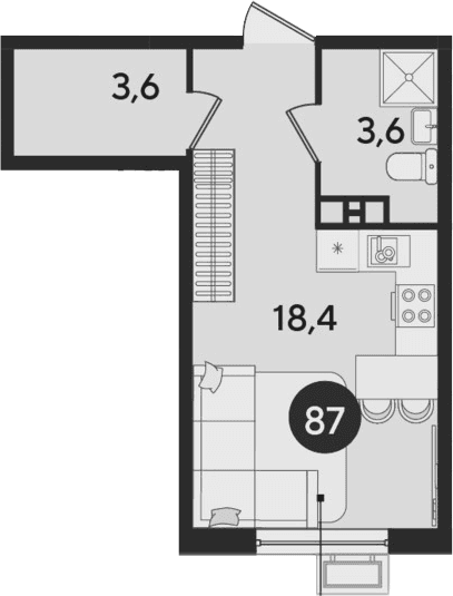 Продается 1-комн. квартира, 25.6 м²