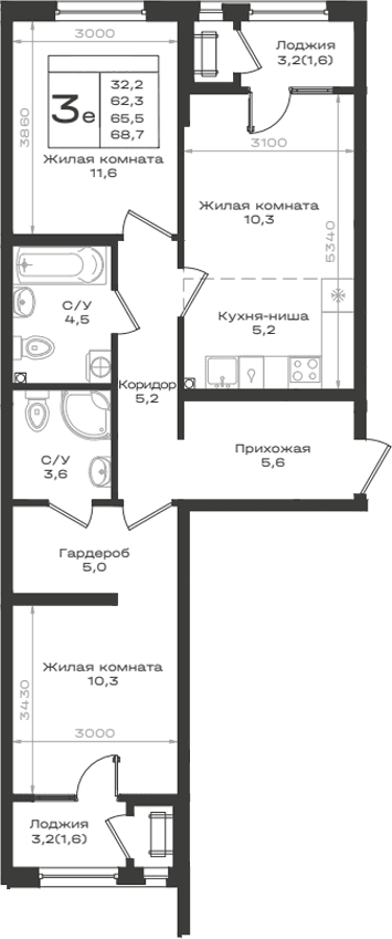 Продается 3-комн. квартира, 62.3 м²