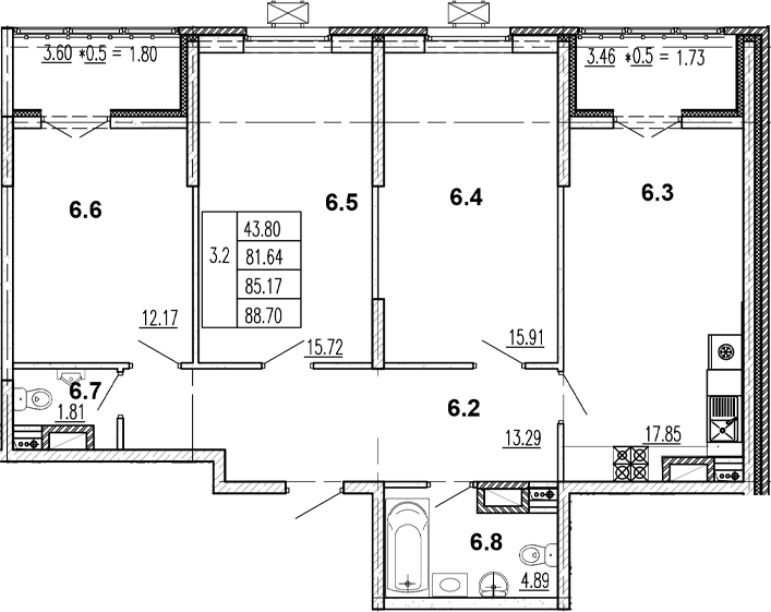 Продается 3-комн. квартира, 78.53 м²