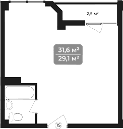 Продается 1-комн. квартира, 31.6 м²
