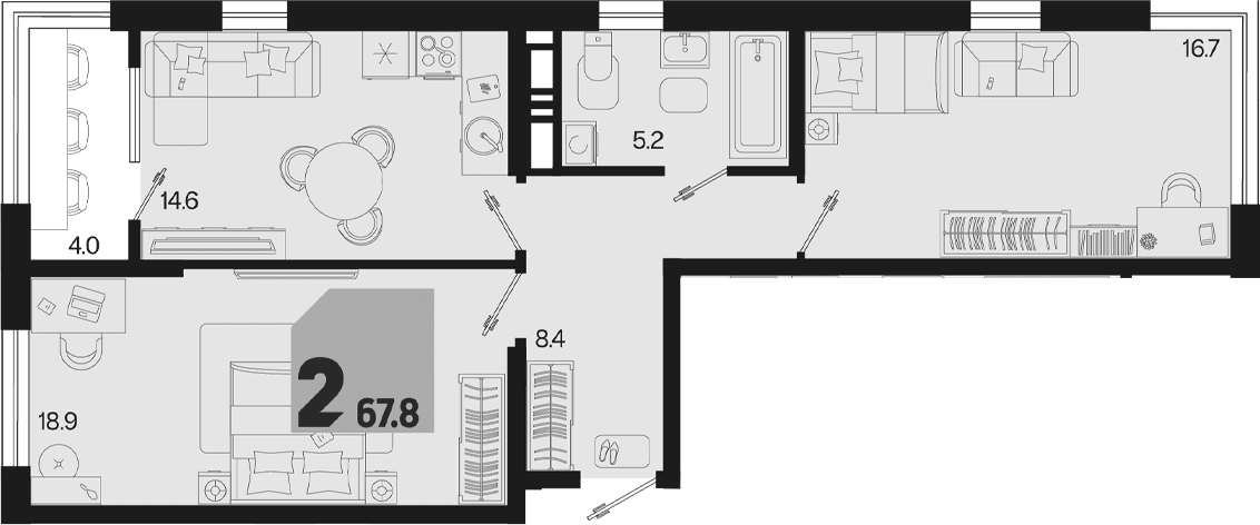 Продается 2-комн. квартира, 63.8 м²