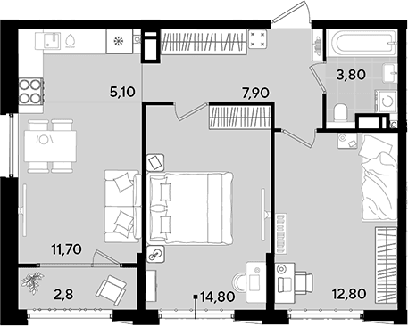 Продается 3-комн. квартира, 56.1 м²