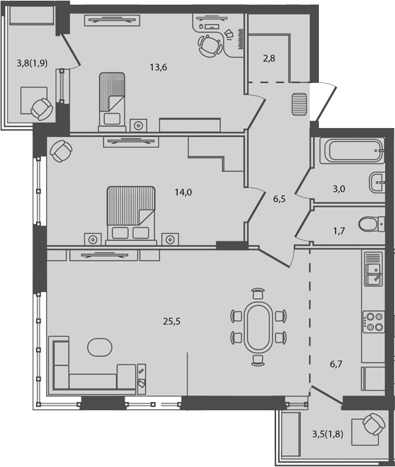 Продается 3-комн. квартира, 73.8 м²