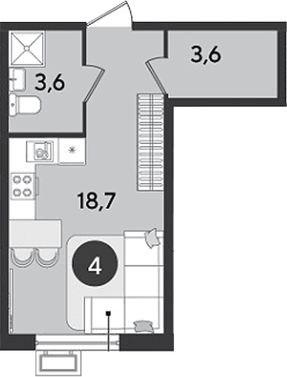 Продается 1-комн. квартира, 25.6 м²