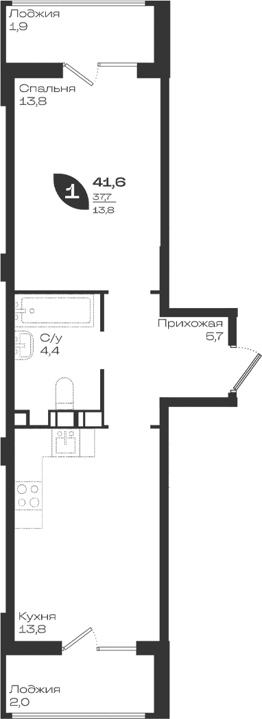 Продается 1-комн. квартира, 37.7 м²