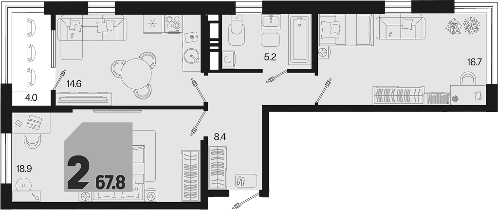 Продается 2-комн. квартира, 63.8 м²