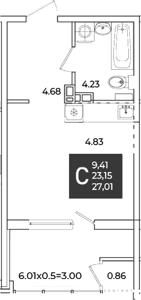 Продается 1-комн. квартира, 24.01 м²