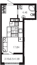 Продается 1-комн. квартира, 22.32 м²