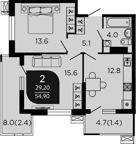 Продается 2-комн. квартира, 52.31 м²