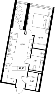 Продается 1-комн. квартира, 36.15 м²