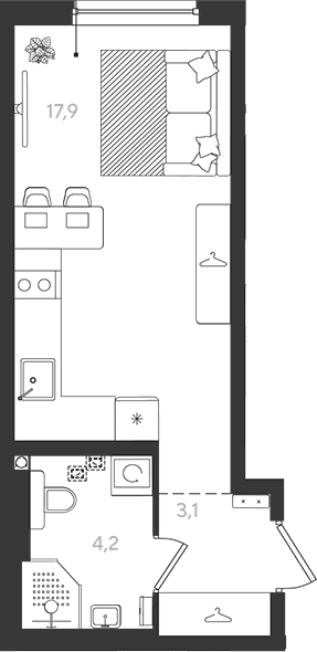 Продается 1-комн. квартира, 25.2 м²