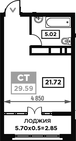 Продается 1-комн. квартира, 26.74 м²