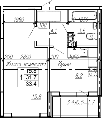 Продается 1-комн. квартира, 31.7 м²