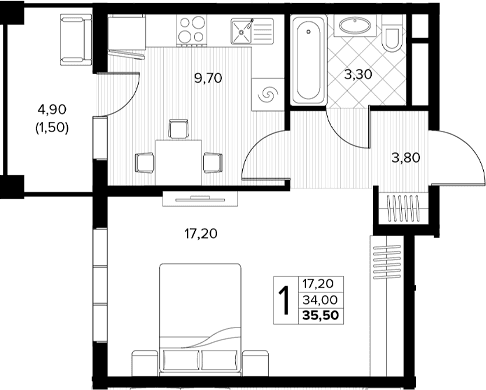 Продается 1-комн. квартира, 34 м²