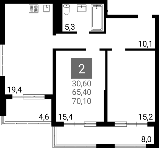 Продается 2-комн. квартира, 65.4 м²