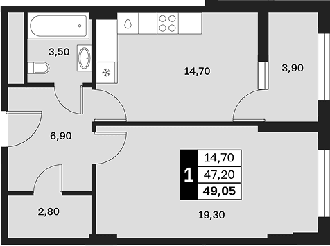 Продается 1-комн. квартира, 47.2 м²