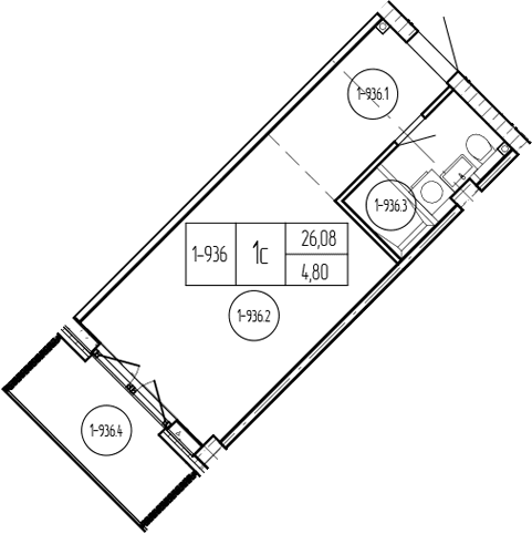 Продается 1-комн. квартира, 26.08 м²