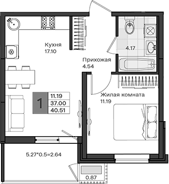 Продается 1-комн. квартира, 37 м²