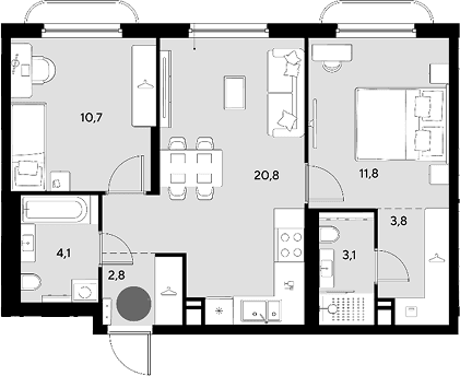 Продается 3-комн. квартира, 57.1 м²
