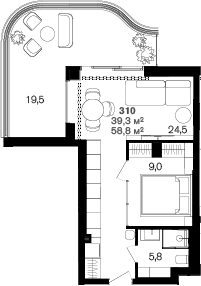 Продается 1-комн. квартира, 39.3 м²